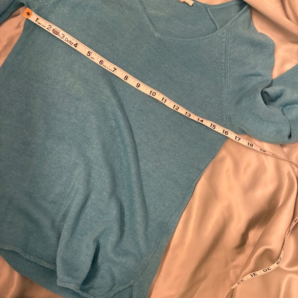 Eileen Fisher 100% Linen Aqua Blue Long Sleeve Sweater Size XS VGUC - Picture 5 of 8
